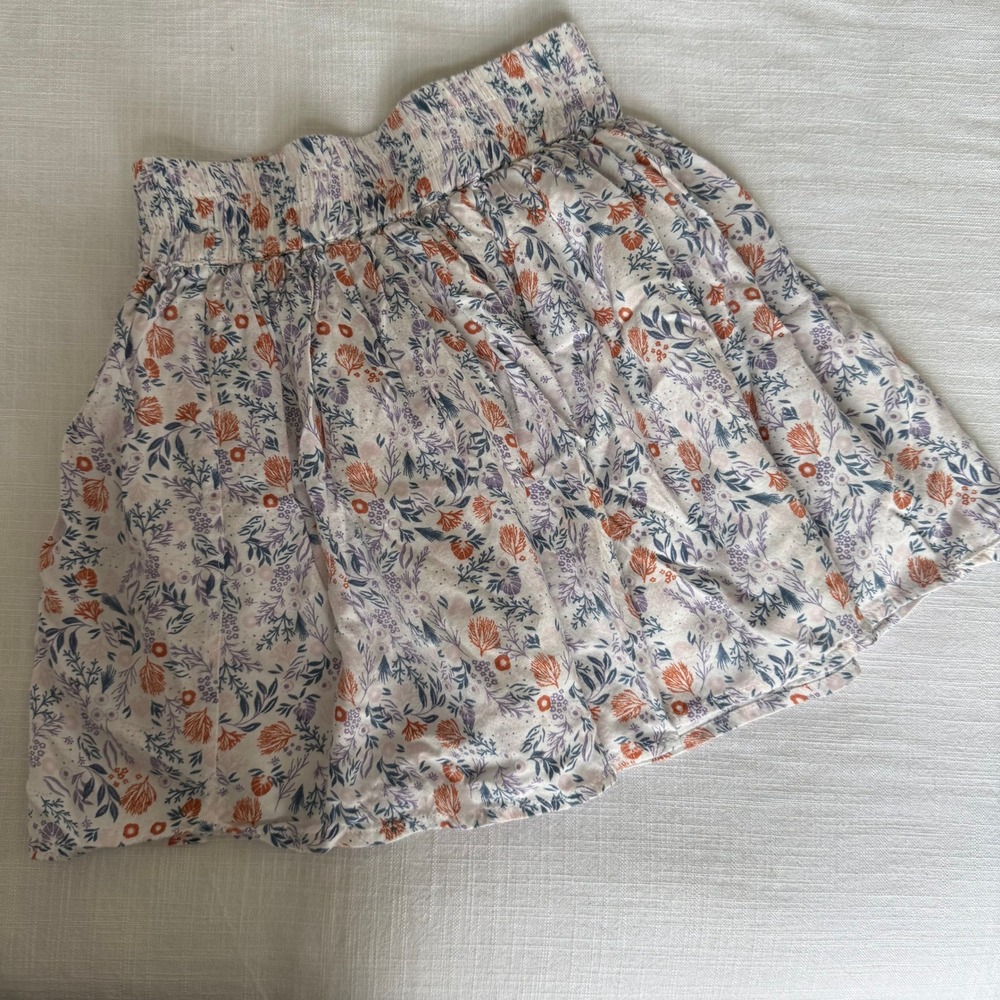 Galeries Lafayette Girls Floral Skirt‎ White Blue Orange Size 8A Viscose Cotton